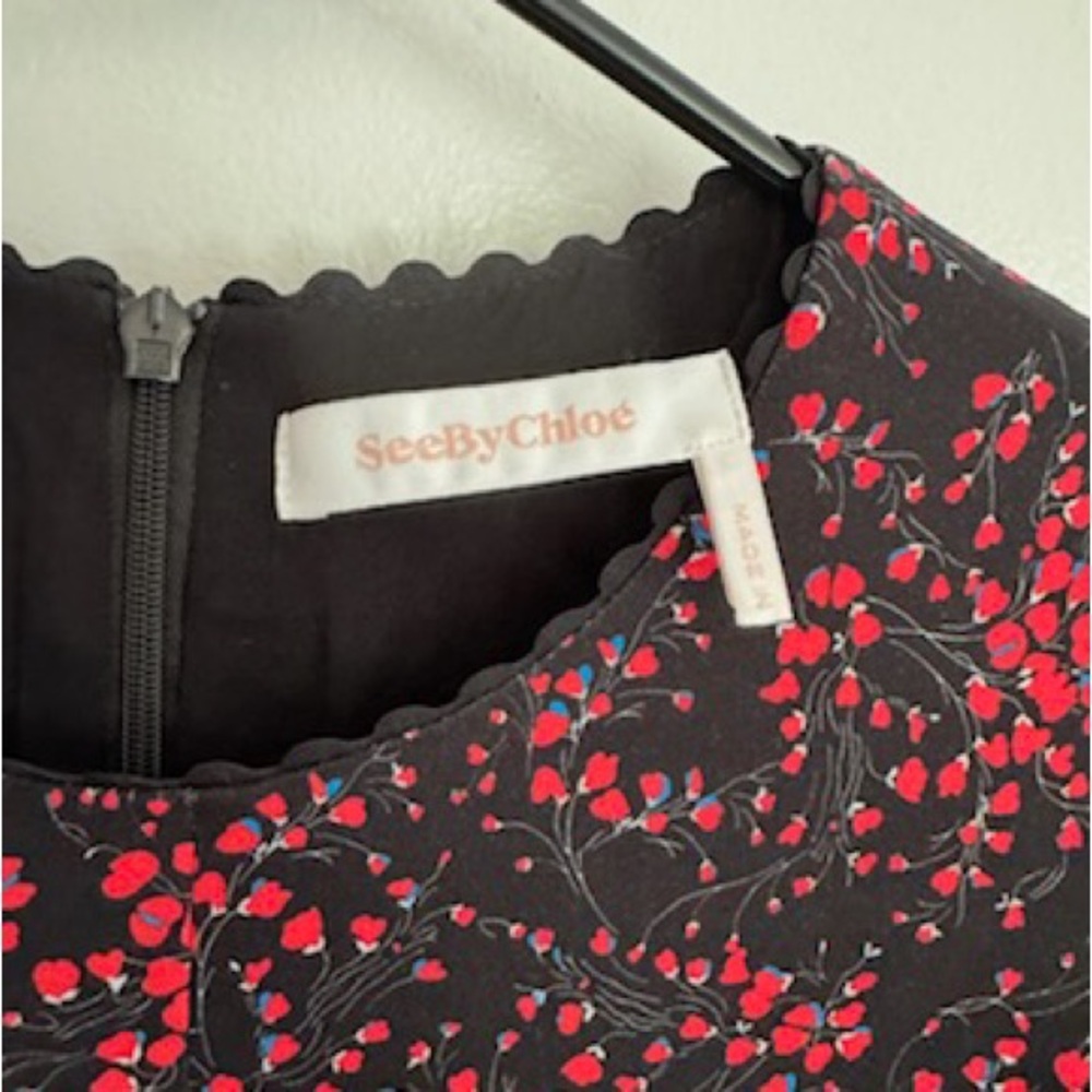 See By Chloe Black and Red Floral Dress